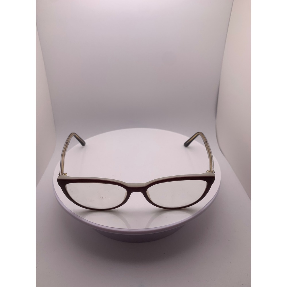 Christian Dior Burgundy Cream Cat Eye Glasses Women Gold Accent Frames Only